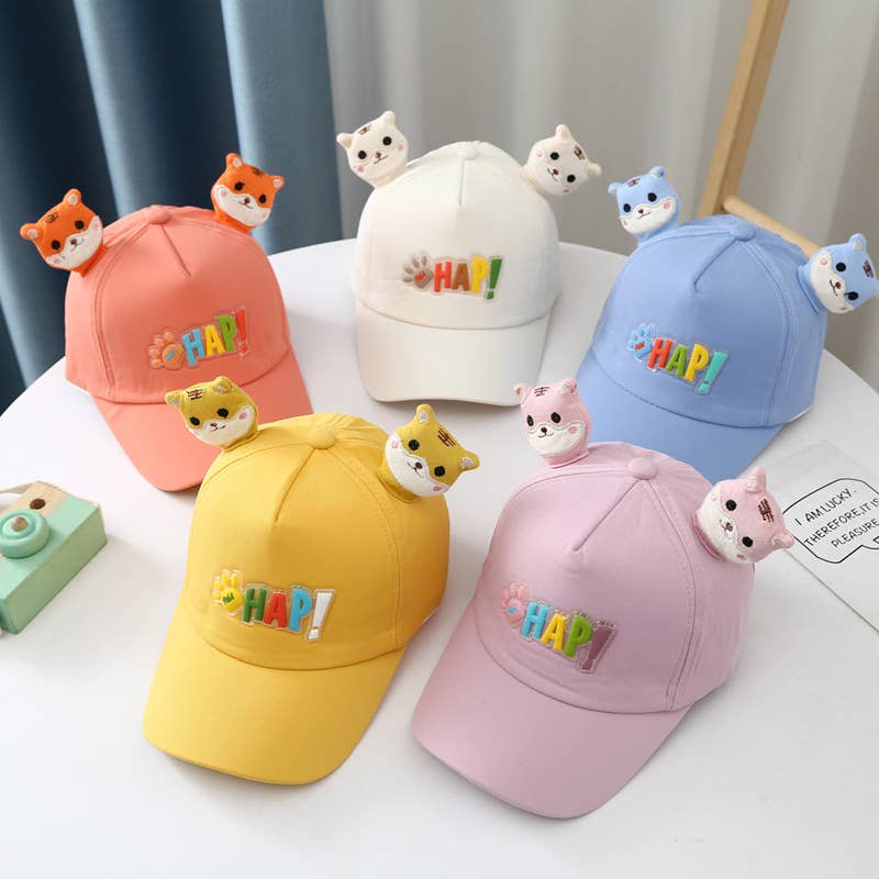 Athli Boy Girl Cat Ears Pot Cap Bear Straw Hat Visor Summer Children Cartoon Cat Ears Breathable Hat Coffee 